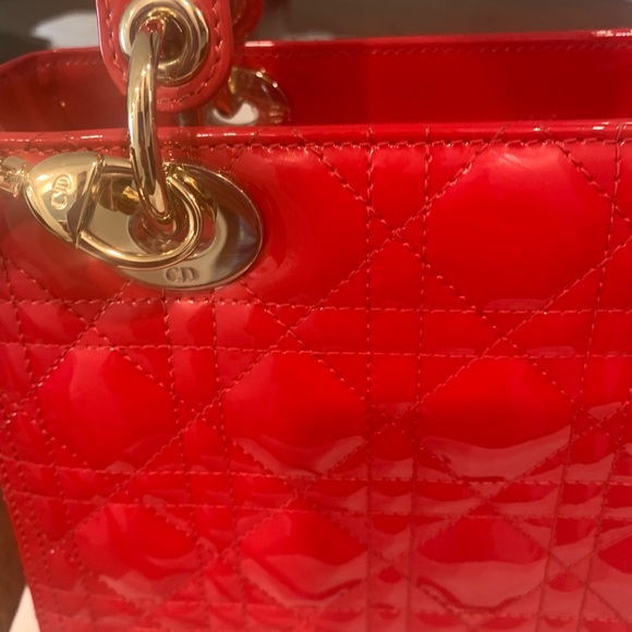 Authentic Lady Dior , rare red patent leather purse in original dust cover - Picture 2 of 4